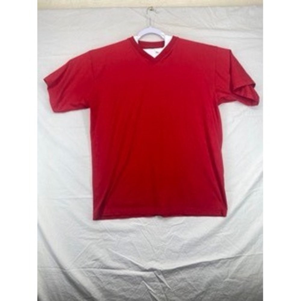 NOIZ Mens 2XL Red V Neck Short Sleeve T Shirt 100 Percent Cotton